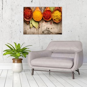 Obraz - Przyprawy na drewnie (70x50 cm)