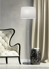 Lampa stojąca w kolorze srebra z tekstylnym kloszem (wysokość 180 cm) Lyon – Trio