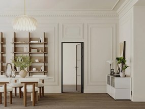Drzwi kompletne dwustronne z aluminium i dymionego szkła hartowanego - wys. 204 x szer. 73 cm - Czarny - MASERU