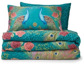 Zielononiebieska pościel dwuosobowa z satyny bawełnianej 200x200 cm Xanadu Peacock – Matthew Williamson