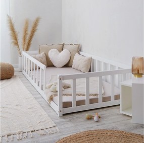 Łóżko podłogowe dla malucha 90x200 cm białe
