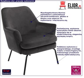 Welwetowy fotel ciemnoszary Erim 4X