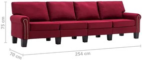 Czteroosobowa czerwona sofa - Alaia 4X