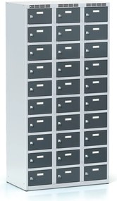 Alfa 3 Szafka skrytkowa S6, 30 schowków, 1800 x 900 x 500 mm, zamek cylindryczny, drzwi ciemnoszare