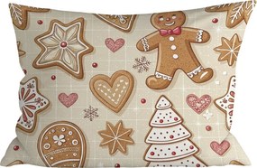 Bawełniana poszewka na poduszkę GINGERBREAD JOY 50x70 cm, beżowa