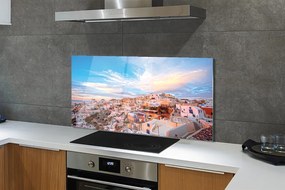 Panel szklany do Kuchni Panorama Miasta o Zachodzie Słońca
