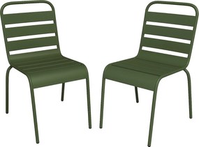 Zestaw 2 metalowych krzeseł ogrodowych ustawianych w stosy - Khaki - MIRMANDE