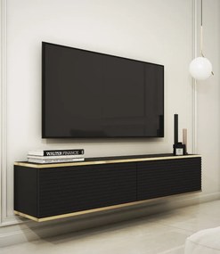 Szafka RTV KARL 3D 135cm wisząca/stojąca czarny mat  PIASKI Meble