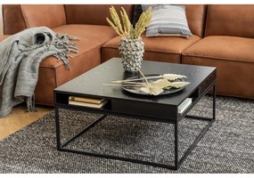 Czarny stolik z blatem w dekorze jesionu 80x80 cm Willford – Actona
