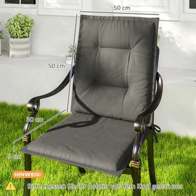 Outsunny Zestaw 4 Poduszek na Siedzenia 108 x 50 x 5 cm z Paskami, Do Użytku Wewnątrz i Na Zewnątrz, Jasnoszary