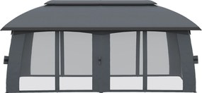 Outsunny Altana Ogrodowa 3x6m Namiot Imprezowy z Podwójnym Dachem i Ścianami Bocznymi Idealna na Zewnątrz Ciemnoszara | Aosom PL