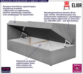 Pikowany szary tapczan z pojemnikiem L6-W38