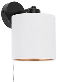 Czarny kinkiet LED z włącznikiem z białym abażurem SHWD-C-1010SC-WE je