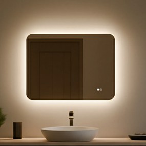 Zaokrąglone lustro do łazienki z oświetleniem LED 80x60\100x70\120x70\60x80\70x100\70x120 cm, Dual color, włącznik dotykowy, mata grzewcza