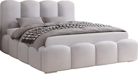 Łóżko do sypialni 200x200 cm Zenna - pojemnik, stelaż, aksamit - jasny szary (Magic Velvet 2218)