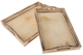Zestaw drewnianych tac Madera 2 szt., brązowe