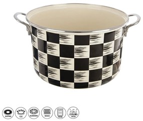 Orion Emaliowany garnek Szachownica Lem, 6,5 l,średnica 26 cm