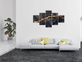 Obraz - Czarny - złoty dekor (125x70 cm)