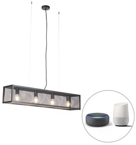 Inteligentna lampa wisząca w stylu industrialnym czarna w komplecie z 4 żarówkami WiFi A60 - Cage WirePrzemysłowy Oswietlenie wewnetrzne