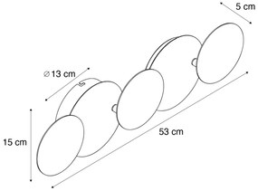 Nowoczesny Kinkiet / Lampa scienna czarny ze złotym, z diodami LED, 3-stopniowy ściemniacz, 5-punktowy - Sunrise 3 Nowoczesny Oswietlenie wewnetrzne
