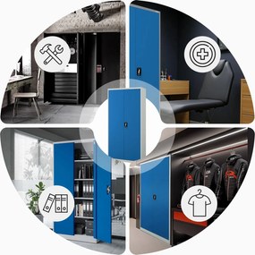 Szafa biurowa na akta wysoka Jan H 90x40x195 cm szary/niebieski