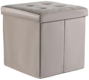 Beżowy składany taboret ZAREX VELVET L