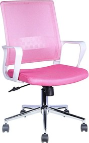 Fotel biurowy - obrotowy i regulowany na wysokość - materiał - różowy - LORIANA