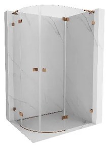 Mexen Lunar L kabina prysznicowa półokrągła uchylna prawa 90 x 70 cm, transparent, różowe złoto - 833L-090P-070L-60-00