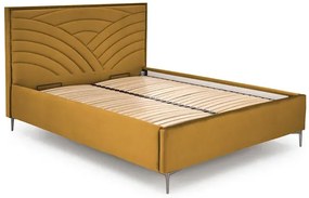 Musztardowy pikowany zagłówek do łóżka P2-Z46