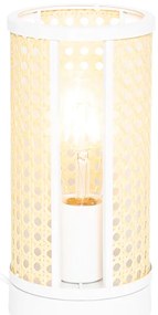 Orientalna lampa stołowa biała z rattanu 12 cm - Akira Retro Oswietlenie wewnetrzne
