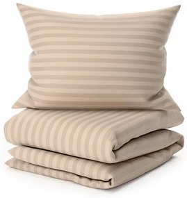 PrzytulneMieszkanie.pl PrzytulneMieszkanie.pl Hotelowa pościel z mikrofibry JASMINE beżowa - pasek 2 cm Rozmiar pościeli: 70 x 90 cm | 140 x 220 cm