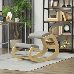 HOMCOM Ergonomiczne, bujane krzesło klęczące do home office, do poprawy postawy, jasnoszary | Aosom PL