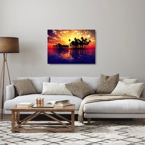 Obraz na szkle wyspy o zachodzie słońca (70x50 cm)
