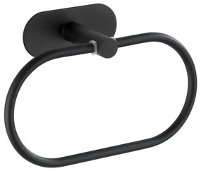 Matowy czarny ścienny uchwyt na ręczniki ze stali nierdzewnej Wenko Orea Ring Turbo-Loc®
