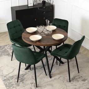 Stół Okrągły Rozkładany LUGO 90-190 cm Dąb Rustykalny/Czarny Loft