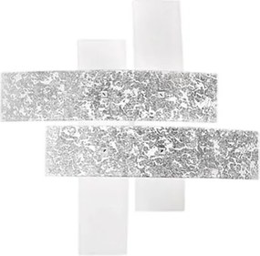 Lampa sufitowa Lara Medium z białego szkła i srebrnych detali, 70x70 cm, 2xE27 max 70 W, IP20, nowoczesny styl