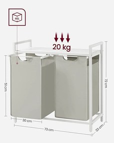 Beżowy dwukomorowy kosz na bieliznę z półką SPECA