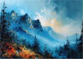 Obraz na szkle - Malowanie gór (70x50 cm)