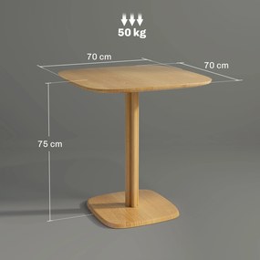 HOMCOM Stół jadalniany, 70 x 70 cm stół kuchenny dla 4 osób z drewna kauczukowego do kuchni, jadalni, naturalny | Aosom PL
