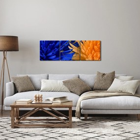 Szczegółowy obraz kwiatów (z zegarem) (90x30 cm)