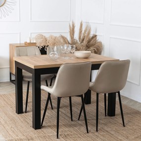Stół Prostokątny Rozkładany SKUBI 120-160 cm Dąb Craft/Czarny Nowoczesny Loft