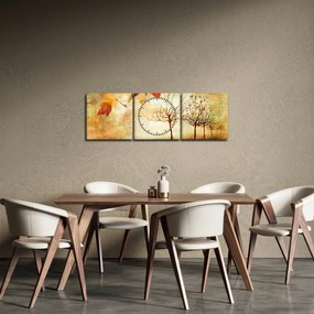 Obraz - Jesienny nastrój (z zegarem) (90x30 cm)