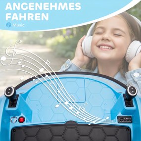 AIYAPLAY Autoscooter, obrót 360°, prędkość 2 km/h, pas bezpieczeństwa, światła LED, muzyka i klakson, Niebieski | Aosom PL