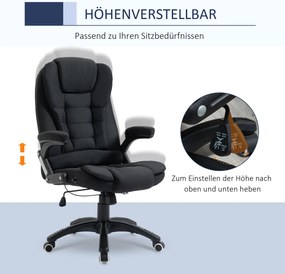 Vinsetto Fotel biurowy obrotowy ergonomiczny z pianką i materiałem lnopodobnym szary | Aosom PL