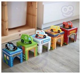 Woopie green układanka kostki miasto pojazdy w pudełkach + figurki 10 el.