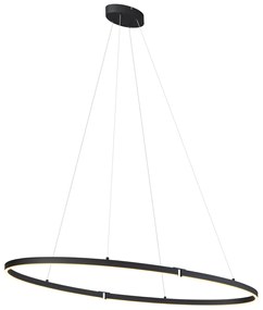 Designerska lampa wisząca czarna owalna 120 cm z LED z 3-stopniową regulacją ściemniania - OvalloDesignerski Oswietlenie wewnetrzne