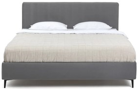 Szare tapicerowane łóżko dwuosobowe ze stelażem 160x200 cm Noira Slim – Bonami Selection