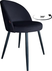 Krzesło TRIX tkanina Welur noga metalowa : Kolor nogi - Czarna stożek, Kolor tkaniny - VELVET - MG19, Typ siedziska - Siedzisko obrotowe 360°