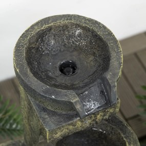 Outsunny Mała Fontanna Ogrodowa - Fontanna Ogrodowa 25cm, Vintage, Sztuczny, 25cmx24cmx60cm, Szara | Aosom PL