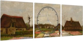 Obraz - Vincent van Gogh, Flower Beds in Holland, reprodukcje (z zegarem) (90x30 cm)
